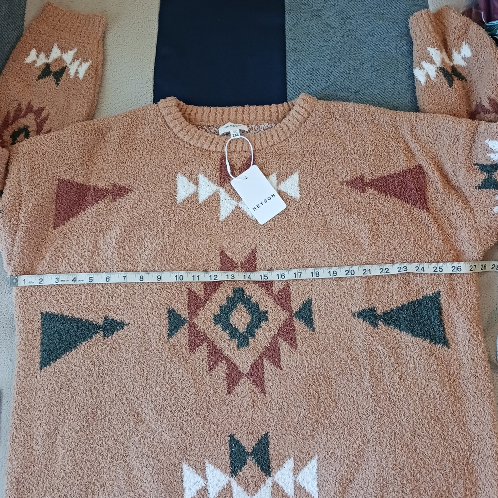 Heyson Heavy Weight Aztec Pattern Ultra Soft Sweater NWT Size 2XL - Picture 9 of 12